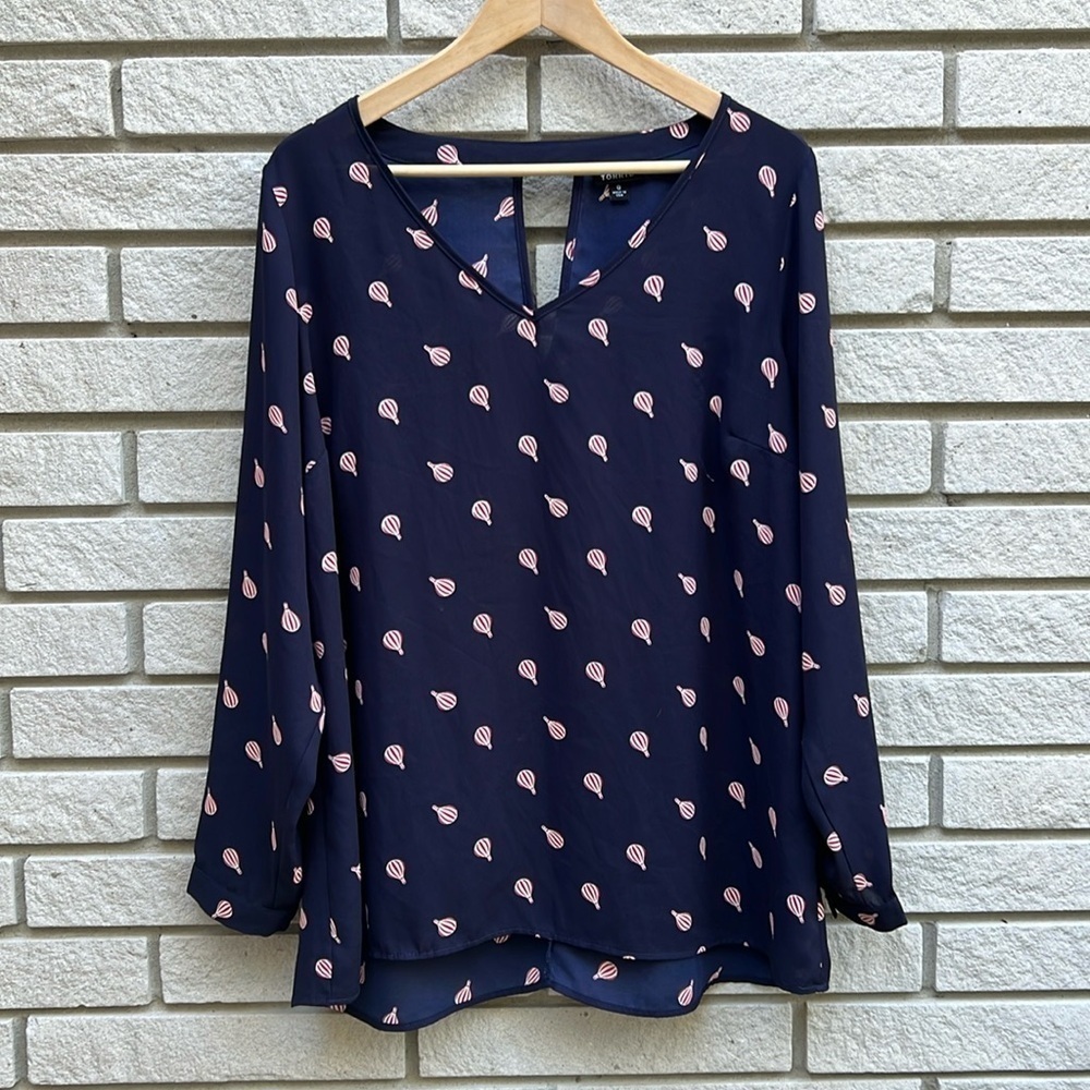 Torrid Sheer Hot Air Balloon Blouse Navy - Picture 4 of 12